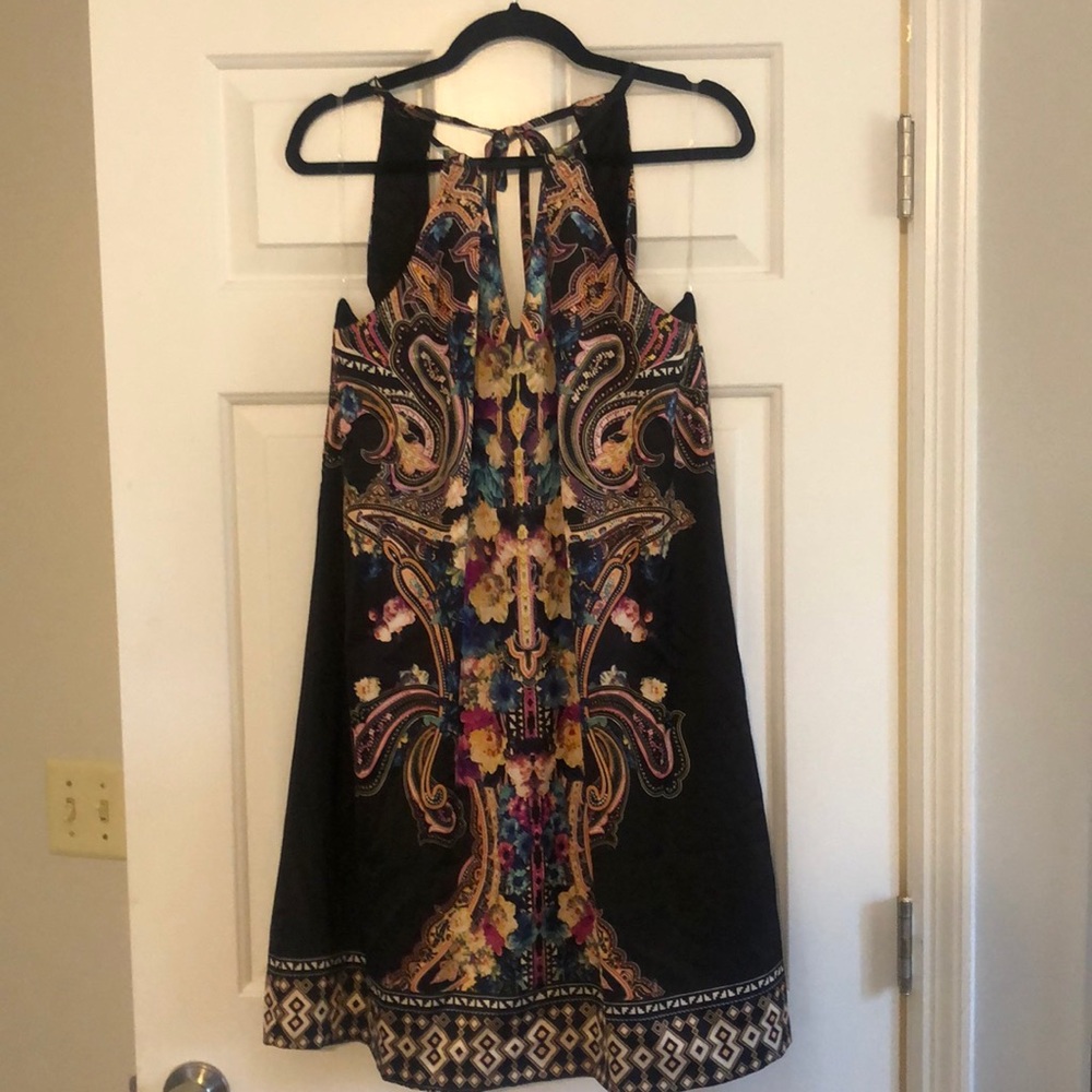 Black mini dress with tie back and zipper